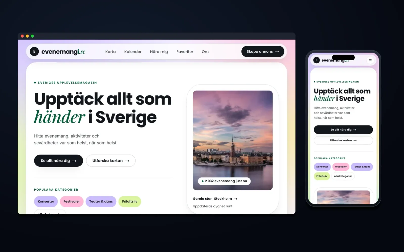 evenemangi.se — skärmbild av sajten