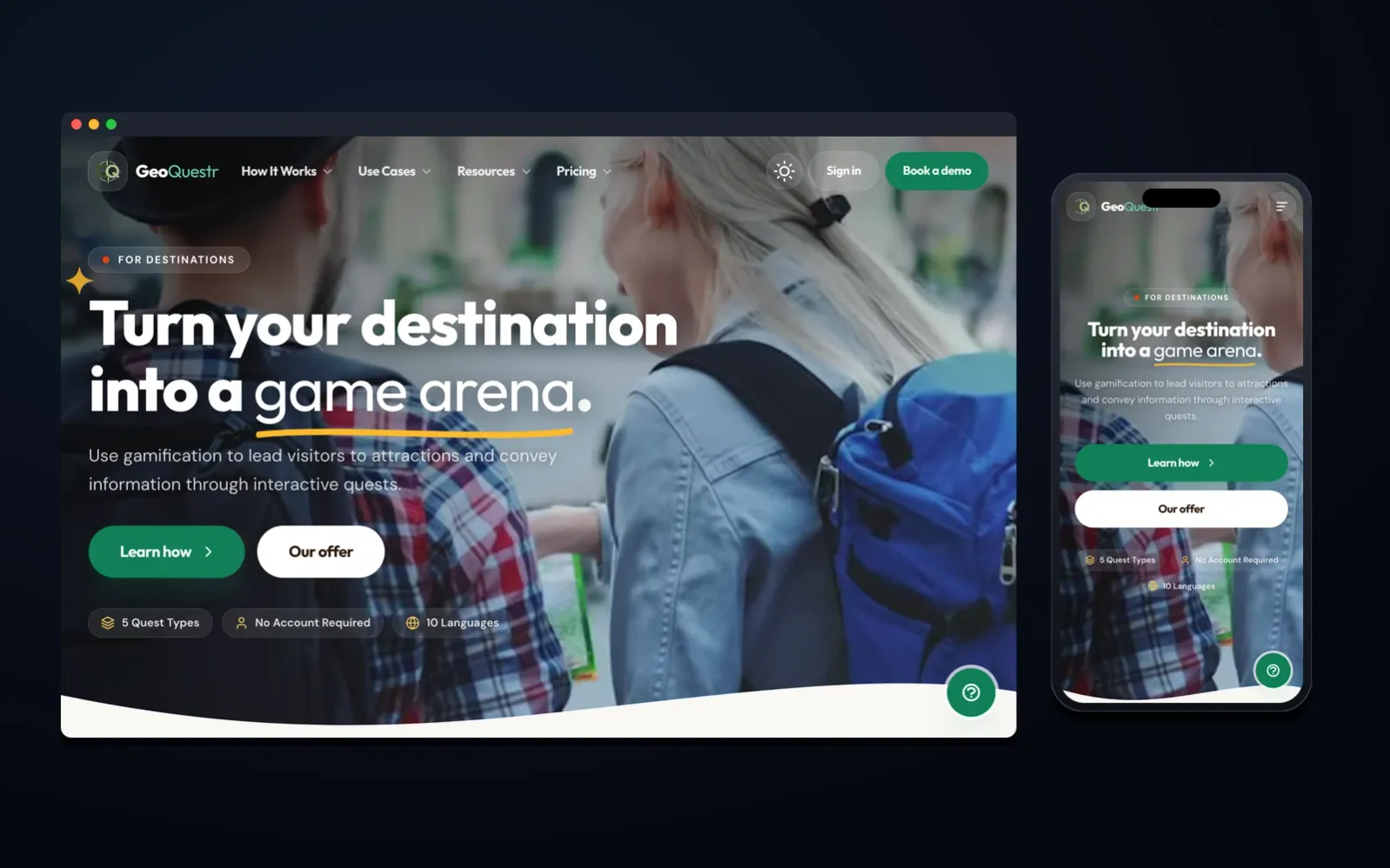 GeoQuestr.com — skärmbild av sajten